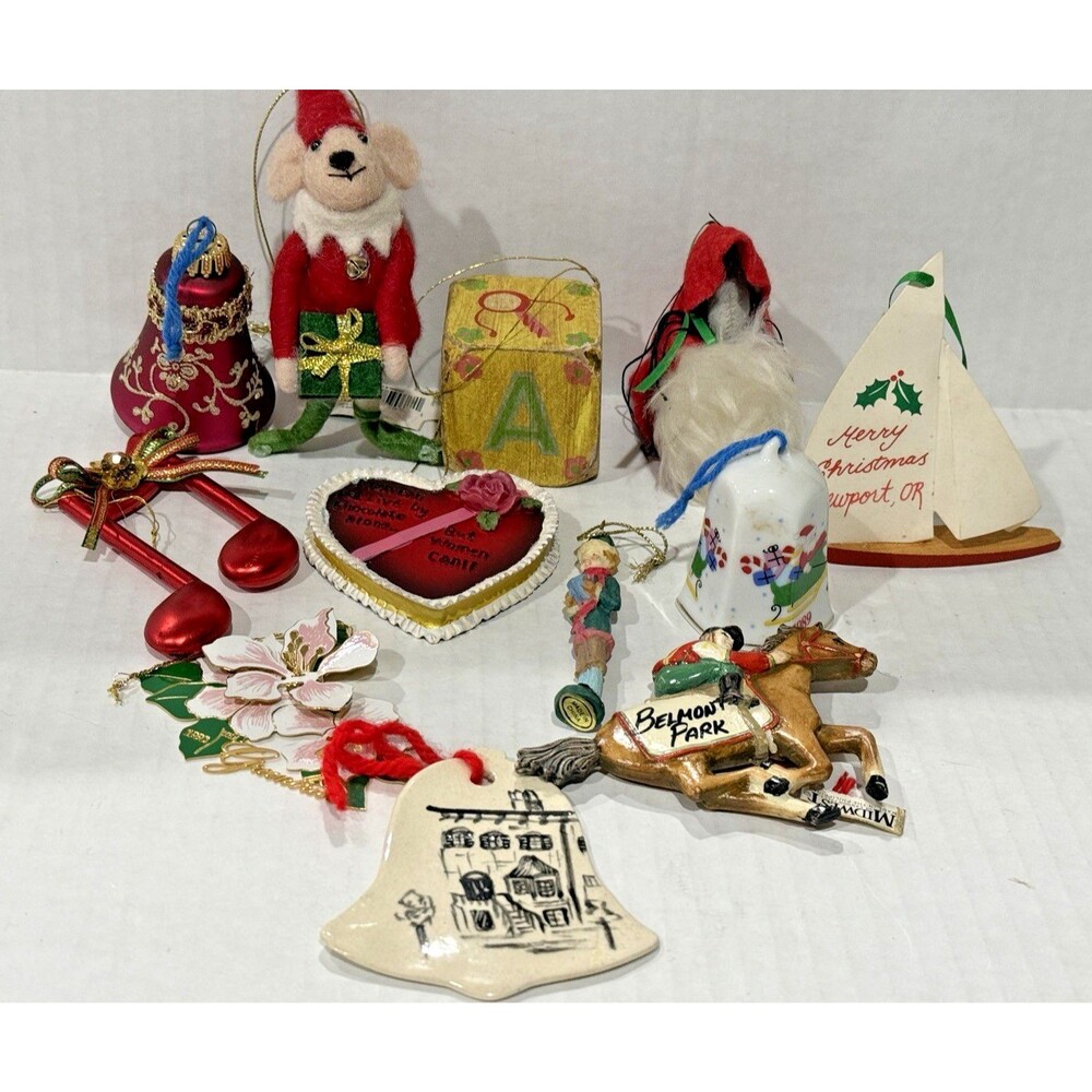 Vintage Christmas Ornaments Bulk Lot 12 Mixed Theme Reseller ESTATE FIND